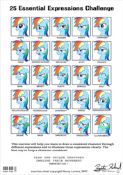 Size: 751x1063 | Tagged: safe, artist:itchykitchy, rainbow dash, pony, g4, 25 essential expressions, angry, cute, dashabetes, dashstorm, multeity, rainbow dash is amused, rainbow dash is not amused, silly, silly pony, solo, unamused