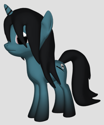 Size: 611x734 | Tagged: safe, artist:techno-babble, oc, oc only, oc:azure dusk, pony, unicorn, series:technoverse, 3d pony creator, female, gray background, horn, mare, simple background, solo