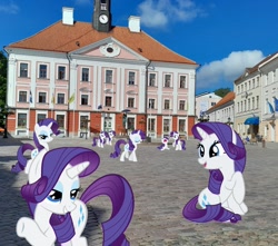 Size: 2591x2295 | Tagged: safe, artist:trrrebleee, artist:trrriple0dds, edit, rarity, pony, unicorn, g4, commonity, estonia, horn, irl, meme, multeity, photo, photoshop, real life background, self paradox, self ponidox