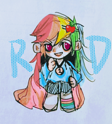 Size: 2842x3134 | Tagged: safe, artist:gushanqiu50960, rainbow dash, human, g4, humanized, implied appledash, implied applejack, implied lesbian, implied shipping, solo