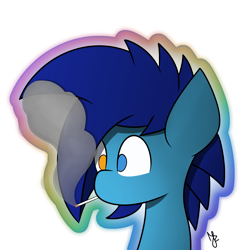 Size: 3237x3237 | Tagged: safe, artist:japkozjad, oc, oc only, oc:apply, pegasus, cigarette, heterochromia, male, pegasus oc, simple background, smoke, smoking, solo, stallion, stallion oc, transparent background