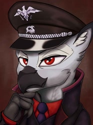 Size: 950x1280 | Tagged: safe, artist:nurglich, oc, oc only, oc:ferdinand dawnclaw, griffon, equestria at war mod, bust, portrait, rise of gryphonia mod, solo