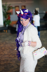 Size: 797x1200 | Tagged: safe, photographer:yenra, rarity, human, g4, 2012, clothes, cosplay, costume, glasses, irl, irl human, nekocon, nekocon 2012, photo, purse, rarity's glasses, solo focus