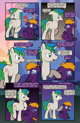 Size: 1920x2948 | Tagged: safe, artist:alexdti, oc, oc only, oc:purple creativity, oc:star logic, pegasus, pony, unicorn, comic:quest for friendship retold, crying, female, horn, male, mare, stallion, twilight's castle