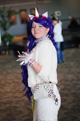 Size: 797x1200 | Tagged: safe, photographer:yenra, rarity, human, g4, 2012, clothes, cosplay, costume, glasses, irl, irl human, nekocon, nekocon 2012, photo, purse, rarity's glasses, solo focus