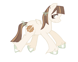 Size: 2698x2155 | Tagged: safe, artist:plinky, oc, oc only, pegasus, pony, amputated wings, amputee, biscuits, disabled, food, pegasus oc, ponysona, side view, simple background, solo, unshorn fetlocks, white background, wingless