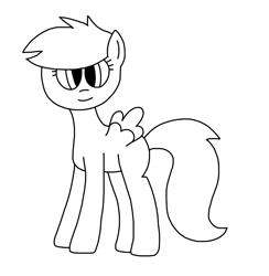 Size: 918x939 | Tagged: safe, artist:luisegirls23, first base, pegasus, pony, g4, adorabase, background pony, black and white, blank flank, closed mouth, cute, female, filly, foal, football strike, grayscale, lineart, monochrome, rule 63, simple background, smiling, solo, white background