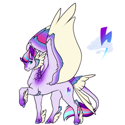 Size: 2000x2000 | Tagged: safe, artist:oneiria-fylakas, zipp storm, pegasus, pony, g5, alternate cutie mark, alternate design, alternate hairstyle, alternate mane color, alternate tail color, alternate tailstyle, blaze (coat marking), blue eyes, blue hooves, claws, coat markings, colored claws, colored ears, colored hooves, colored wings, colored wingtips, concave belly, facial markings, feathered, gradient legs, gradient wings, gray coat, head feathers, head wings, hock wings, hooves, hybrid tail, leg wings, leonine tail, long tail, mohawk, multicolored mane, multicolored tail, multicolored wings, redesign, short mane, simple background, smiling, socks (coat markings), solo, standing on three hooves, tail, tail feathers, three toned mane, three toned tail, transparent background, wall of tags, white coat, white wingtips, wing fluff, winged hooves, wings