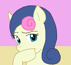 Size: 789x722 | Tagged: safe, artist:cmara, bon bon, sweetie drops, earth pony, pony, g4, female, hoof on chin, solo