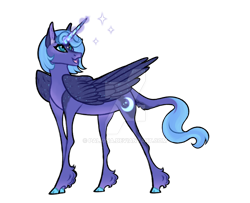 Size: 1280x1037 | Tagged: safe, artist:paliona, princess luna, pony, g4, deviantart watermark, magic, obtrusive watermark, simple background, solo, thin legs, transparent background, watermark