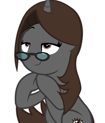 Size: 3404x4016 | Tagged: safe, artist:mrvector, oc, oc only, oc:sonata, pony, unicorn, elements of justice, g4, she's all yak, female, glasses, horn, mare, simple background, solo, transparent background