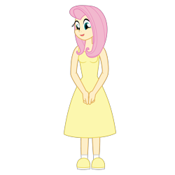 Size: 2440x2440 | Tagged: safe, artist:deathfirebrony, fluttershy, human, g4, clothes, dress, female, high res, humanized, simple background, solo, transparent background, vector