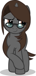 Size: 3083x6537 | Tagged: safe, artist:mrvector, oc, oc only, oc:sonata, pony, unicorn, elements of justice, turnabout storm, absurd resolution, blushing, cute, female, glasses, horn, mare, simple background, smiling, solo, transparent background, unicorn oc, vector