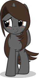 Size: 2981x5946 | Tagged: safe, artist:mrvector, oc, oc only, oc:sonata, pony, unicorn, elements of justice, turnabout storm, absurd resolution, blushing, cute, female, horn, mare, simple background, smiling, solo, transparent background, unicorn oc, vector