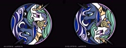 Size: 8000x3040 | Tagged: safe, artist:叶荫, princess celestia, princess luna, alicorn, g4, badge, duo, duo female, female, royal sisters, siblings, sisters