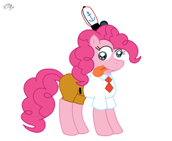 Size: 1015x833 | Tagged: safe, artist:supermaster10, pinkie pie, earth pony, pony, g4, 2014, derp, female, hat, krusty krab hat, mare, old art, simple background, solo, spongebob squarepants, tongue out, transparent background