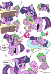 Size: 1640x2360 | Tagged: safe, artist:凨凨, spike, twilight sparkle, alicorn, dragon, pegasus, pony, unicorn, g4, baby, baby dragon, book, colt, cute, daaaaaaaaaaaw, dragons riding ponies, duo, duo male and female, egg, female, filly, filly twilight sparkle, floppy ears, foal, male, mama twilight, mare, nightmare, ponified, ponified spike, riding, riding a pony, role reversal, species swap, spikabetes, spike riding twilight, spikelove, twiabetes, twilight sparkle (alicorn), unicorn twilight, weapons-grade cute, wing blanket, winged spike, winghug, wingless spike, wings, younger