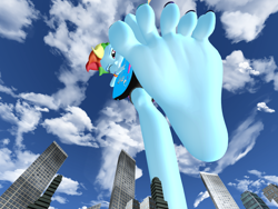 Size: 5000x3750 | Tagged: safe, artist:dragonalex555, rainbow dash, human, equestria girls, g4, 3d, barefoot, electric guitar, feet, female, fetish, foot fetish, foot focus, giant human, giantess, giga, guitar, guitar solo, macro, mmd, musical instrument, one eye closed, playing guitar, playing instrument, soles, solo, toes, wiggling toes, wink