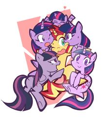 Size: 1200x1400 | Tagged: safe, artist:rvceric, mean twilight sparkle, sci-twi, sunset shimmer, tree of harmony, twilight sparkle, alicorn, pony, unicorn, equestria girls, g4, g4.5, my little pony: pony life, the mean 6, adoracreepy, arms in the air, awkward, blushing, butt, clinging, creepy, cute, equestria girls ponified, eyes closed, female, floating heart, generational ponidox, heart, lesbian, lidded eyes, looking at each other, looking at someone, looking at you, looking sideways, mare, multeity, one eye closed, open mouth, open smile, passepartout, personal space invasion, plot, polyamory, ponified, ship:sci-twishimmer, ship:sunset twiangle, ship:sunsetsparkle, shipping, smiling, smiling at you, sparkle sparkle sparkle, sunset gets all the twilights, sunset shimmer gets all the mares, sweat, sweatdrops, treelight sparkle, twibutt, twilight sparkle (alicorn), twolight, underhoof, unicorn sci-twi, varying degrees of want