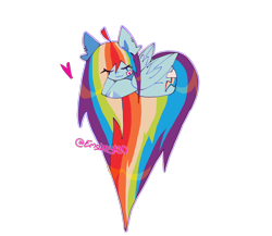 Size: 2048x1775 | Tagged: safe, artist:emoboy130, rainbow dash, pegasus, pony, g4, :3, ahoge, blue hooves, colored hooves, colored pinnae, ear fluff, ear piercing, earring, eye clipping through hair, eyelashes, eyes closed, female, floating heart, folded wings, heart, heart pony, hooves, jewelry, long mane, long tail, lying down, mare, multicolored hair, multicolored mane, multicolored tail, piercing, prone, rainbow hair, rainbow tail, shiny hooves, shiny mane, shiny tail, signature, simple background, sleeping, smiling, solo, sticker, tail, transparent background, wings