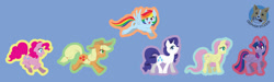 Size: 1024x308 | Tagged: safe, artist:notjailbait, applejack, fluttershy, pinkie pie, rainbow dash, rarity, twilight sparkle, alicorn, earth pony, pegasus, pony, unicorn, g4, 2013, backwards cutie mark, female, horn, mane six, mare, simple background, sticker set, twilight sparkle (alicorn)