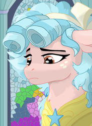 Size: 819x1120 | Tagged: safe, artist:minecake, cozy glow, pegasus, pony, g4, a better ending for cozy, adult, bust, cozy becomes a royal guard, older, older cozy glow, painted glass, pegasus royal guard, portrait, royal guard, solo