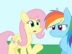 Size: 826x628 | Tagged: safe, artist:cmara, fluttershy, rainbow dash, pegasus, pony, g4, duo, duo female, female, open mouth