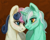 Size: 2760x2195 | Tagged: safe, artist:firehello, bon bon, lyra heartstrings, sweetie drops, earth pony, pony, unicorn, g4, blushing, digital art, duo, duo female, female, horn, lesbian, looking at each other, looking at someone, ship:lyrabon, shipping, smiling