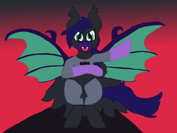 Size: 2048x1536 | Tagged: safe, artist:silverfishv9, oc, oc only, oc:dusks dim (solredrose), bat pony, pony, bat pony oc, batmare, bipedal, clothes, cosplay, costume, crossover, gradient background, nightmare night, solo, spread wings, wings