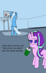 Size: 505x796 | Tagged: safe, starlight glimmer, trixie, pony, unicorn, g4, basketball, duo, duo female, female, horn, meme, shipping, sports