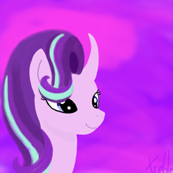 Size: 2048x2048 | Tagged: safe, artist:trrrebleee, artist:trrriple0dds, starlight glimmer, unicorn, g4, curved horn, drawing, horn, painting, solo