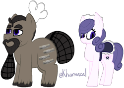 Size: 900x639 | Tagged: safe, artist:kharmacal, oc, oc only, oc:grease wrapper, oc:prim feather, earth pony, chef's hat, colored lineart, duo, hair net, hat, maid pony, simple background, transparent background