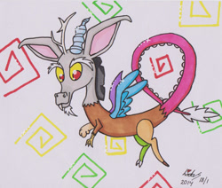 Size: 1024x870 | Tagged: safe, artist:lomewa, discord, draconequus, g4, 2014, male, solo, traditional art