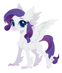 Size: 2420x2835 | Tagged: safe, artist:belka-sempai, part of a set, rarity, classical hippogriff, hippogriff, g4, classical hippogriffied, commission, cute, female, hippogriffied, raribetes, simple background, smiling, solo, species swap, spread wings, transparent background, wings, ych result