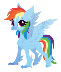 Size: 2420x2835 | Tagged: safe, artist:belka-sempai, part of a set, rainbow dash, classical hippogriff, hippogriff, g4, classical hippogriffied, commission, cute, dashabetes, female, hippogriffied, simple background, smiling, solo, species swap, spread wings, transparent background, wings, ych result