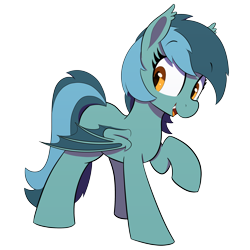 Size: 3000x3000 | Tagged: safe, artist:maretian, oc, oc only, oc:dusky, bat pony, pony, bat pony oc, female, mare, ponerpics community collab 2024, raised hoof, simple background, solo, transparent background