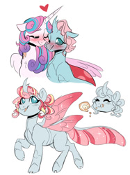 Size: 827x1104 | Tagged: safe, artist:peachydust, ocellus, princess flurry heart, oc, oc:carina, alicorn, changedling, changeling, changepony, hybrid, g4, cloven hooves, cute, diaocelles, female, flurrybetes, lesbian, magical lesbian spawn, offspring, parent:ocellus, parent:princess flurry heart, parents:flurrycellus, ship:flurrycellus, shipping, simple background, white background