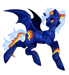 Size: 1100x1200 | Tagged: safe, artist:fhroggy, oc, oc only, oc:d4sh, bat pony, pony, robot, robot pony, bat wings, simple background, solo, transparent background, wings