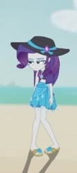 Size: 300x667 | Tagged: safe, screencap, rarity, human, aww... baby turtles, equestria girls, g4, my little pony equestria girls: better together, beach, bored, clothes, cropped, female, pigeon toed, rarity's blue sarong, rarity's purple bikini, sandals, slouching, solo, swimsuit