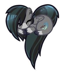 Size: 712x802 | Tagged: safe, artist:doodlesinky, oc, oc only, oc:inky doodles, pegasus, pony, base used, blaze (coat marking), coat markings, ear piercing, facial markings, freckles, heart pony, nonbinary, piercing, simple background, sleeping, solo, unshorn fetlocks, white background