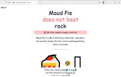 Size: 1024x656 | Tagged: safe, maud pie, g4, blatant lies, critical research failure, emoji, failure, no pony, now you fucked up, rock, screenshots, text, website, what beats rock game, wtf, you had one job