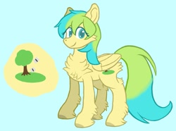 Size: 1209x898 | Tagged: safe, artist:nature guard, oc, oc only, oc:silvia caballero, pegasus, pony, blue eyes, brown hooves, butt fluff, cheek fluff, chest fluff, colored eyelashes, colored hooves, colored pupils, cutie mark, female, fetlock tuft, fluffy, folded wings, hock fluff, hooves, leg fluff, long tail, looking at you, mare, mare oc, pegasus oc, reference sheet, smiling, smiling at you, solo, standing, tail, teal eyelashes, teal pupils, two toned mane, two toned tail, wings