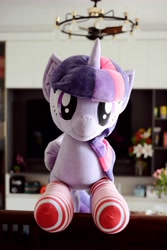 Size: 4912x7360 | Tagged: safe, artist:小马工坊, twilight sparkle, alicorn, pony, g4, clothes, irl, looking at you, photo, plushie, socks, solo, stockings, striped socks, thigh highs, twilight sparkle (alicorn)