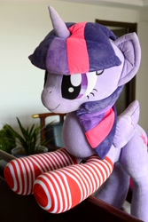 Size: 4912x7360 | Tagged: safe, artist:小马工坊, twilight sparkle, alicorn, pony, unicorn, g4, clothes, horn, irl, photo, plushie, socks, solo, stockings, striped socks, thigh highs, twilight sparkle (alicorn)