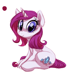 Size: 2850x3000 | Tagged: safe, artist:whitediamonds, oc, oc only, oc:white diamonds, pony, unicorn, cute, female, high res, horn, looking at you, mare, not rarity, simple background, sitting, smiling, smiling at you, solo, tail, unicorn oc, white background