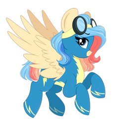 Size: 1529x1663 | Tagged: safe, artist:emberslament, oc, oc only, oc:cerulean splash, pegasus, pony, blue eyes, clothes, cream coat, eyelashes, female, flight suit, flying, goggles, goggles on head, heart, heart eyes, looking at you, mare, multicolored mane, multicolored tail, pegasus oc, profile, raised hooves, shiny mane, shiny tail, simple background, spread wings, tail, three toned mane, three toned tail, transparent background, uniform, wingding eyes, wings, wonderbolt oc, wonderbolts uniform