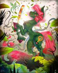 Size: 2160x2700 | Tagged: safe, artist:chickenpicnic, oc, oc only, earth pony, pony, leaves, original art, solo