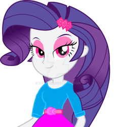 Size: 856x933 | Tagged: safe, artist:kai-flame, rarity, equestria girls, g4, belt, clothes, recolor, shirt, simple background, skirt, solo, white background