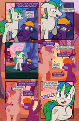 Size: 1920x2948 | Tagged: safe, artist:alexdti, oc, oc only, oc:purple creativity, oc:star logic, pegasus, pony, unicorn, comic:quest for friendship retold, crying, female, horn, male, mare, stallion, tears of joy, twilight's castle