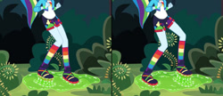 Size: 1280x553 | Tagged: safe, artist:dhot9230, rainbow dash, human, equestria girls, g4, clothes, legs, pictures of legs, rainbow socks, socks, solo, sticky, striped socks